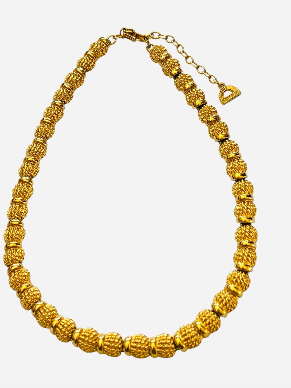 D’Orlan Vintage Signed 1980s Nina Ricci 22K Plated Chunky Necklace 15” 80s Retro